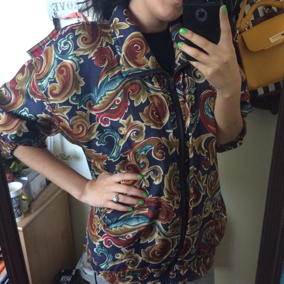 80s/90s Vintage Pattern Silk Jacket - Picture 5 of 5